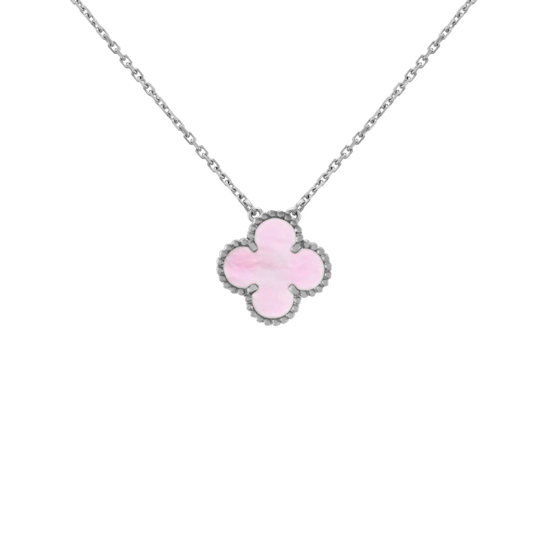 FYRKLÖVER HALSBAND | ROSA SILVER