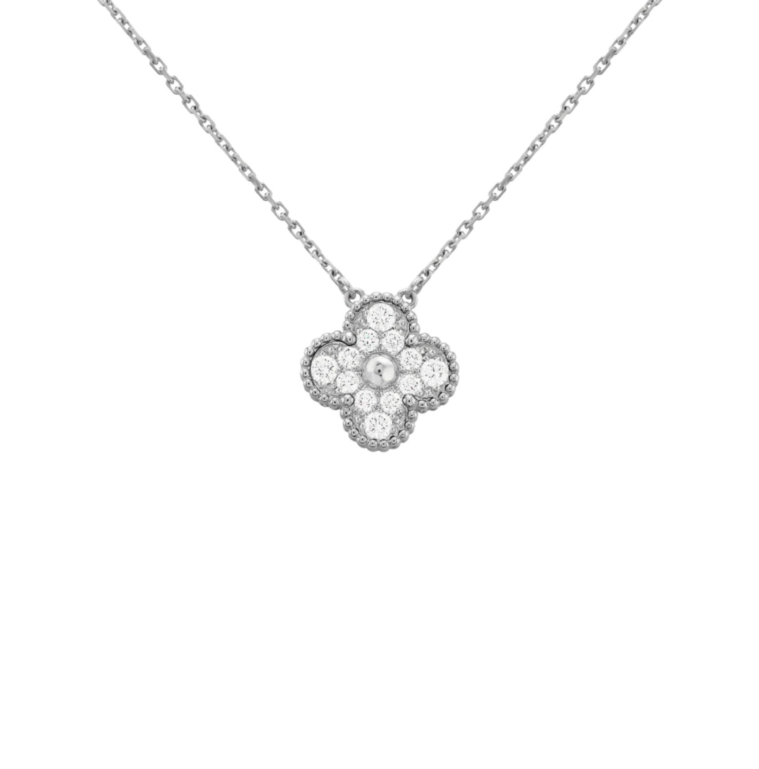 FYRKLÖVER DIAMANT HALSBAND | SILVER