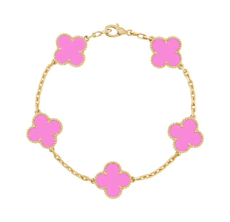 KLÖVER ARMBAND | NEONROSA GULD